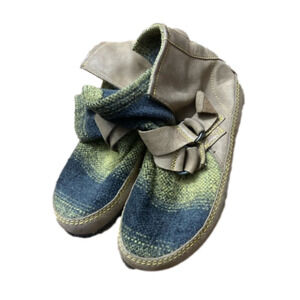 Sorel leather and plaid booties ankle boots women’s 7.5 yellow gray